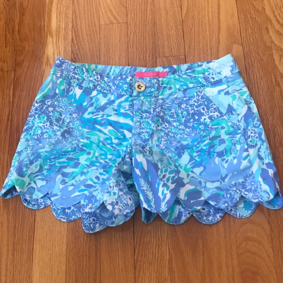 NWT LILLY PULITZER 5" Buttercup Stretch Short size 00 scallop hem shorts - Picture 2 of 5